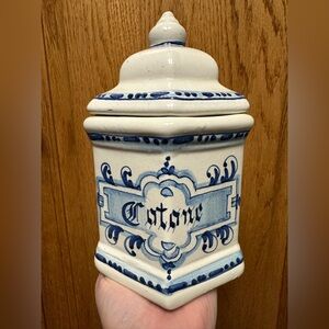 Italian Hexagonal Pier 1 Imports Made In Italy White And Blue Jar Cotone